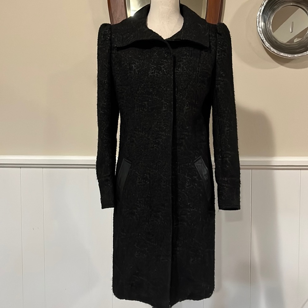 Badgley Mischka Black Textured Long Coat